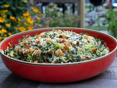 Brussels Sprout and Kale Salad with Green Goddess Dressing