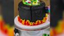 Halloween Cauldron Eyeball Cake