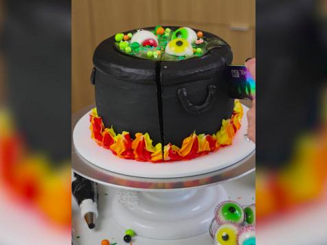 Halloween Cauldron Eyeball Cake