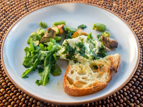 Baby Artichokes, Favas and Arugula with Crescenza Cheese
