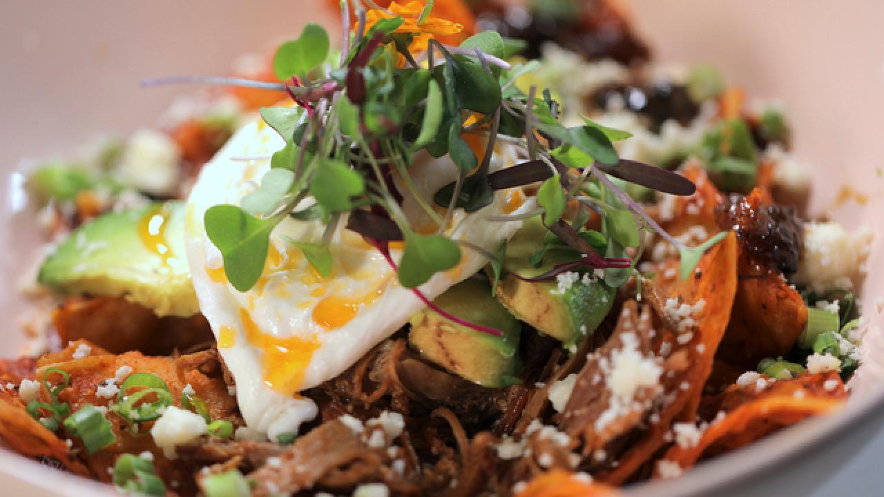 Mom's Red Chile Chilaquiles