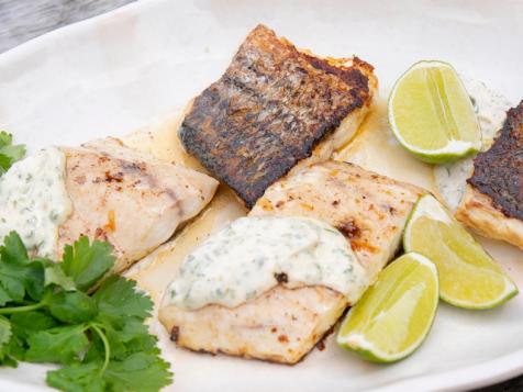 Brown Butter Striped Bass with Lime and Cilantro Aioli