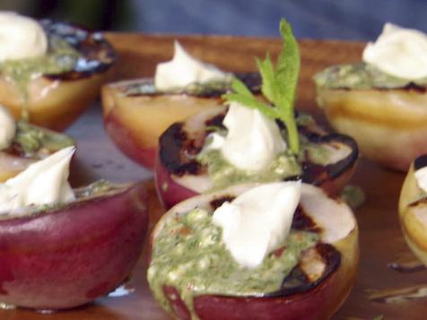 Peaches With Mint Almond Pesto