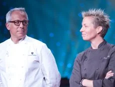 Rival-Chef Elizabeth Falkner revealed safe and will join Rival-Chef Geoffrey Zakarian in the Finale Battle in Episode 7 Secret Ingredient "Keebler Town House Crackers & Wine" Showdown as seen on Food Network Next Iron Chef Season 4.