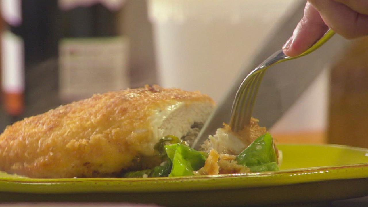Crispy Chicken Breasts Stuffed with Mushrooms and Goat Cheese