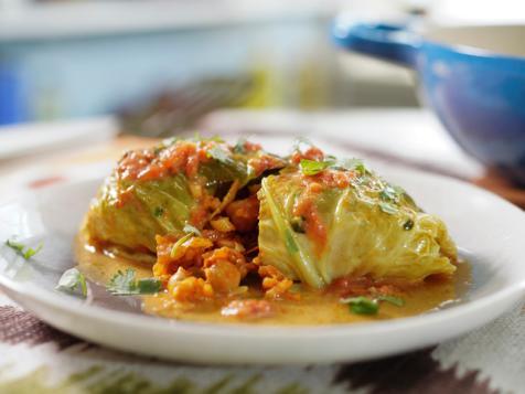 Stuffed Cabbage with Curry Coconut Milk and Chickpeas