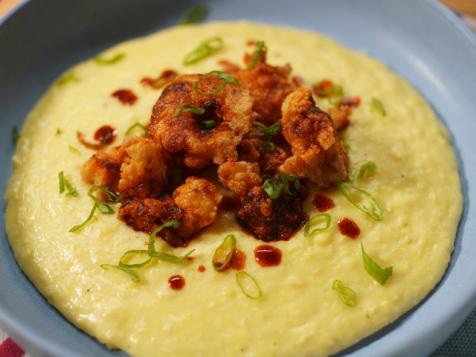 Crispy Nashville Hot Popcorn Shrimp and Creamy Grits