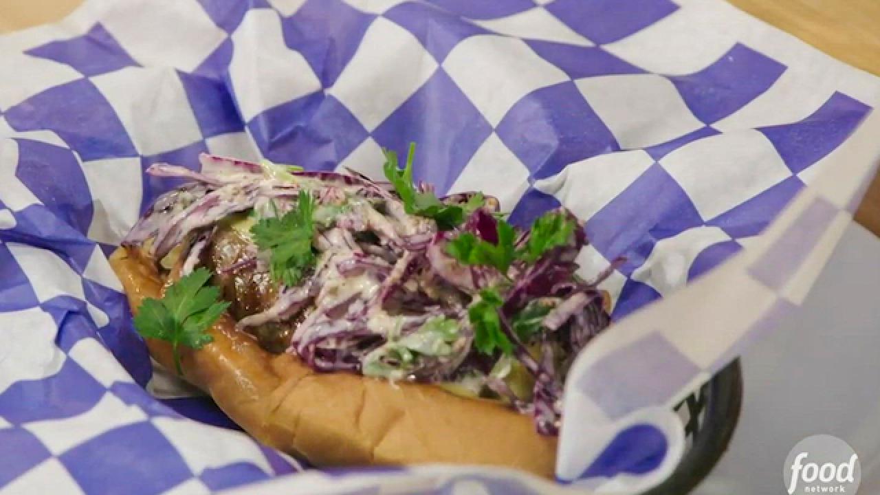 Fennel Sausage with Honey Mustard and Cabbage Slaw