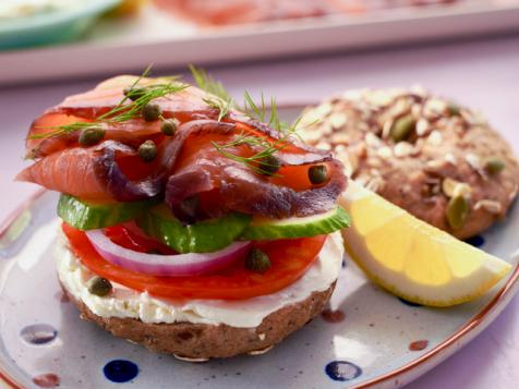 Honey Bagels with Blueberry Lox
