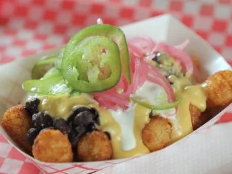 Totchos as served at Redheaded Stranger in Nashville, Tennessee, as seen on Diners, Drive-Ins and Dives, season 36.