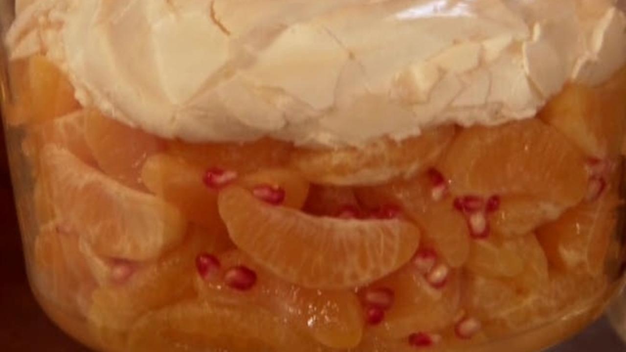 Baked Meringue with Citrus, Gin and Pomegranate