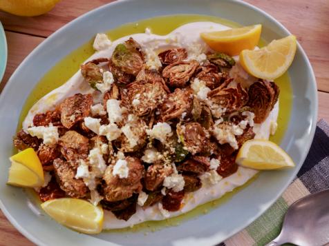 Fried Brussels Sprouts with Feta, Lemon and Breadcrumbs