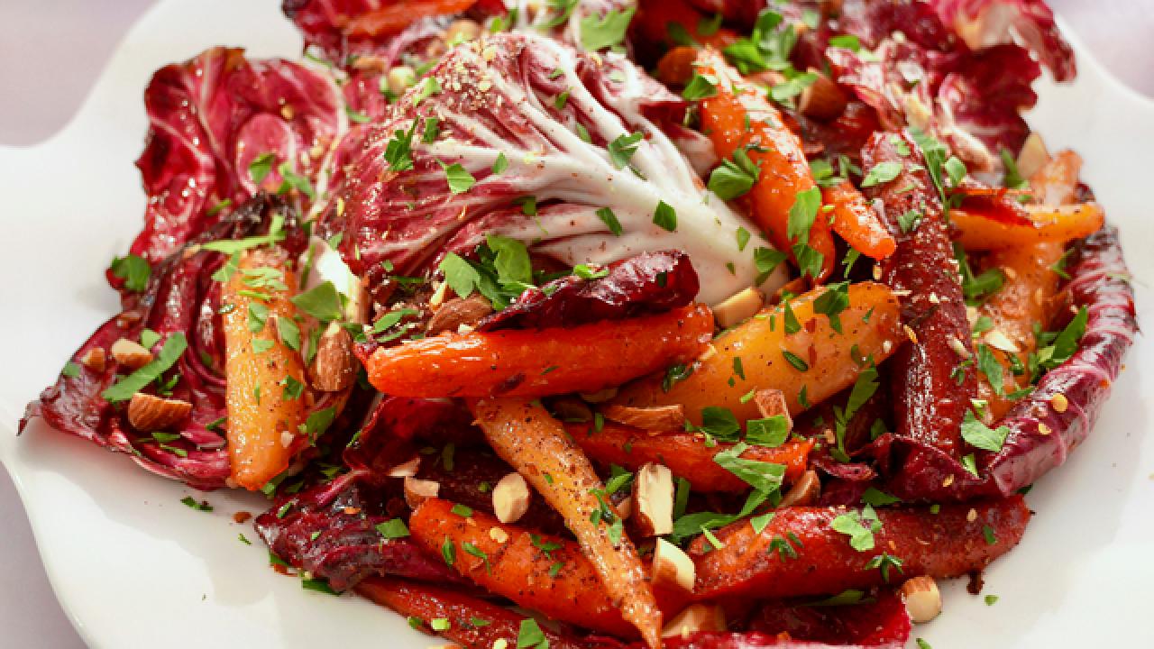 Honey-Glazed Carrots with Radicchio and Thyme