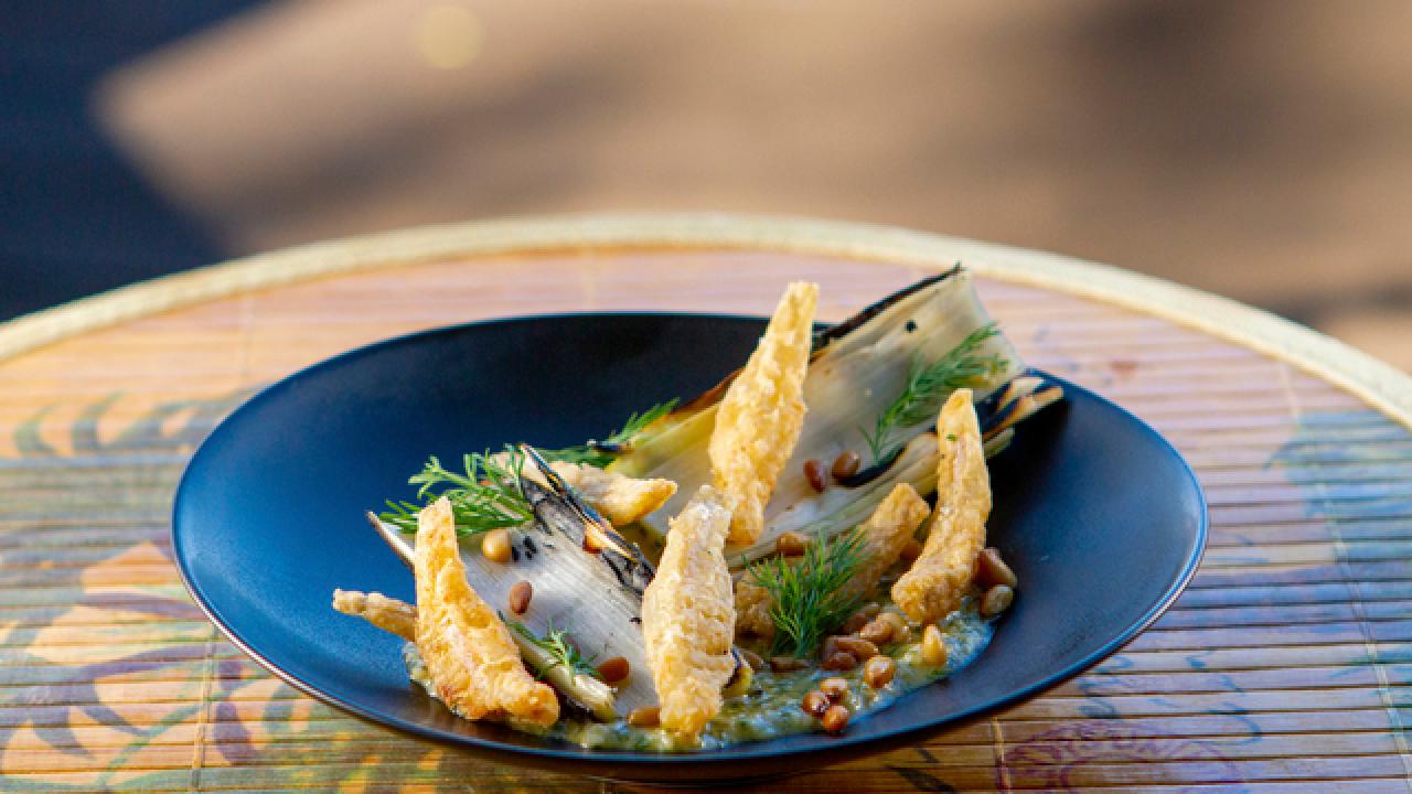 Fried Anchovies with Charred Leeks and Anchovy Dressing