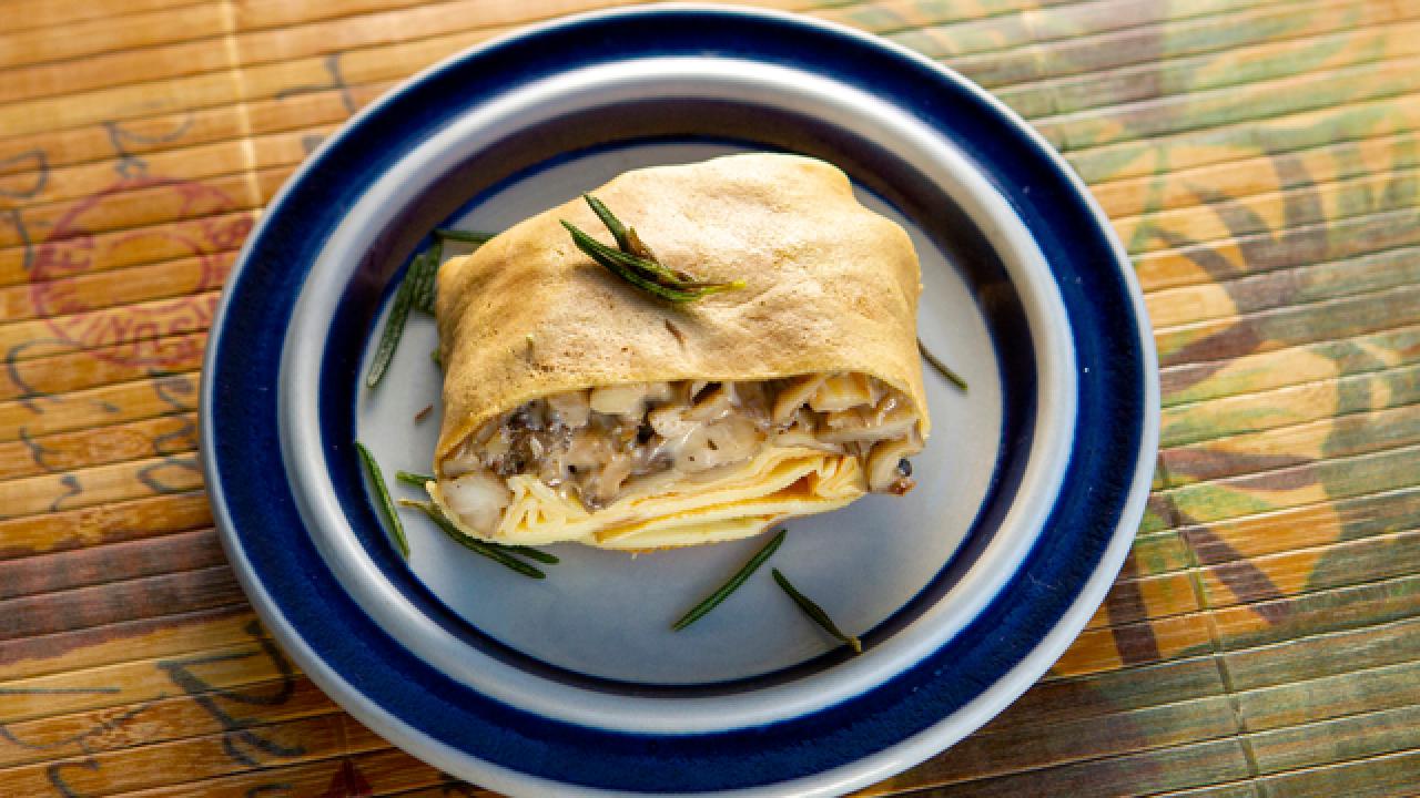 Creamy Mushroom Filled Crepes