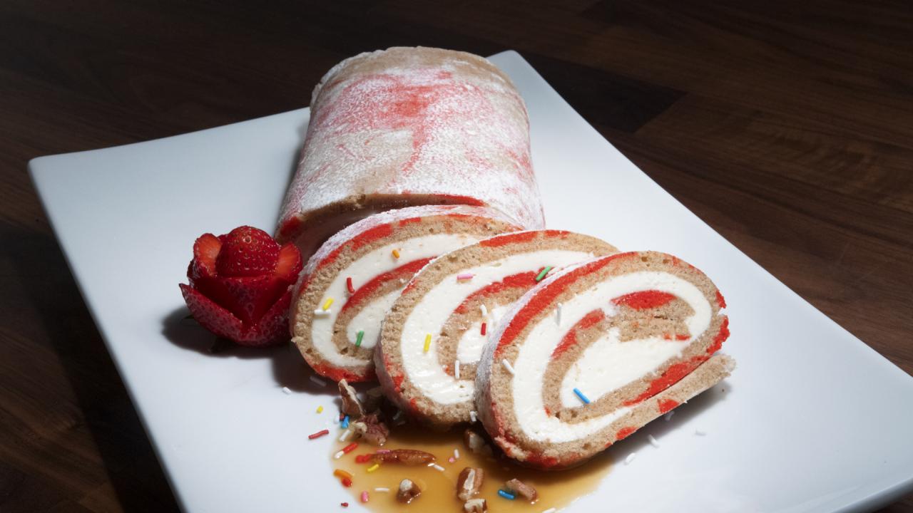 Cinnamon Swirl Swiss Roll Cake with Cream Cheese Buttercream