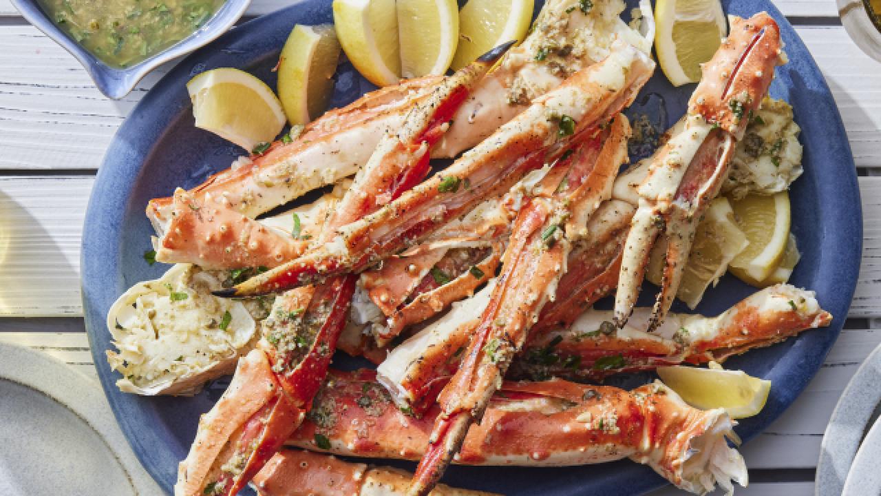 Grilled King Crab Legs with Caesar Butter