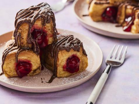 Cherry and Nutella Stuffed Hawaiian Roll French Toast