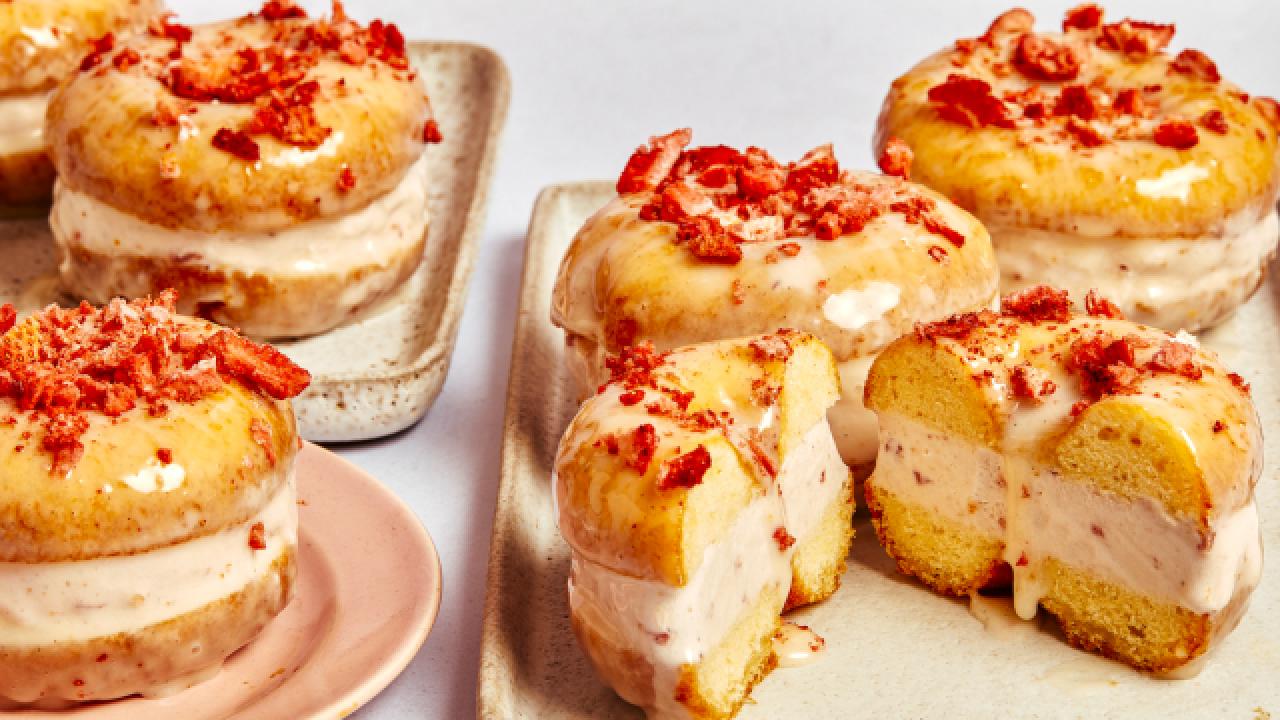 Strawberry Shortcake Doughnut Ice Cream Sandwiches