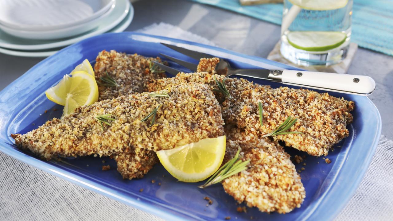 Pecan and Rosemary-Crusted Flounder