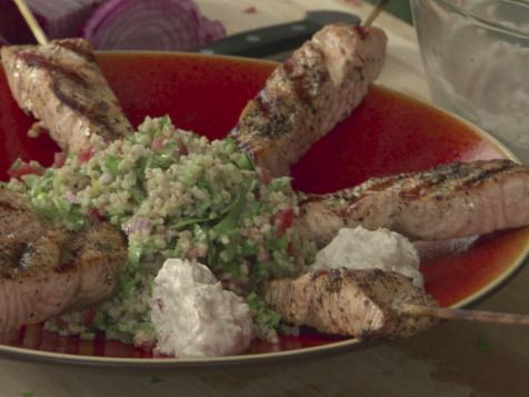 Spiced Salmon Kebabs with Yogurt Sauce