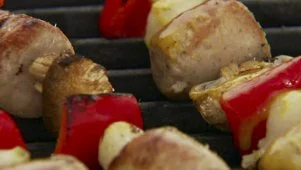 Mustard-Glazed Brat Skewers