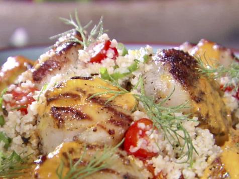 Bobby Flay Makes Grilled Sea Scallops and Cracked Wheat Salad