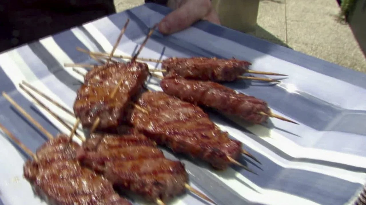 Garlic-Mustard Beef Skewers