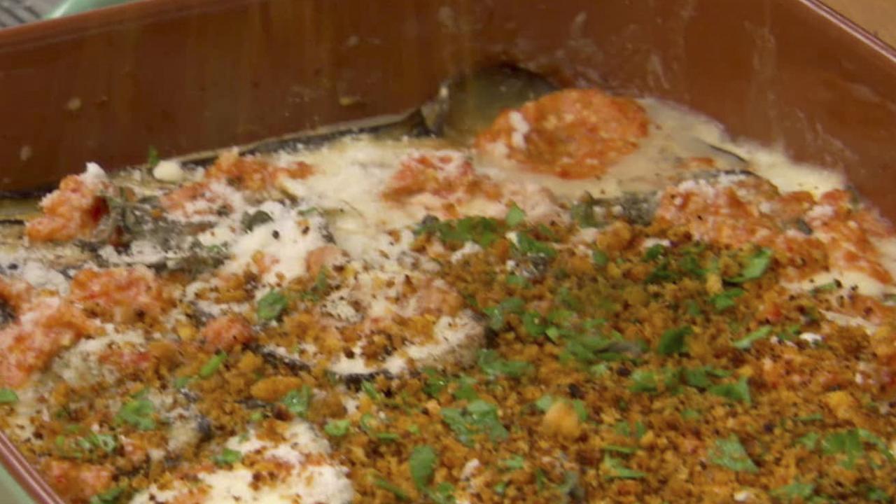Eggplant With Red Pepper Pesto