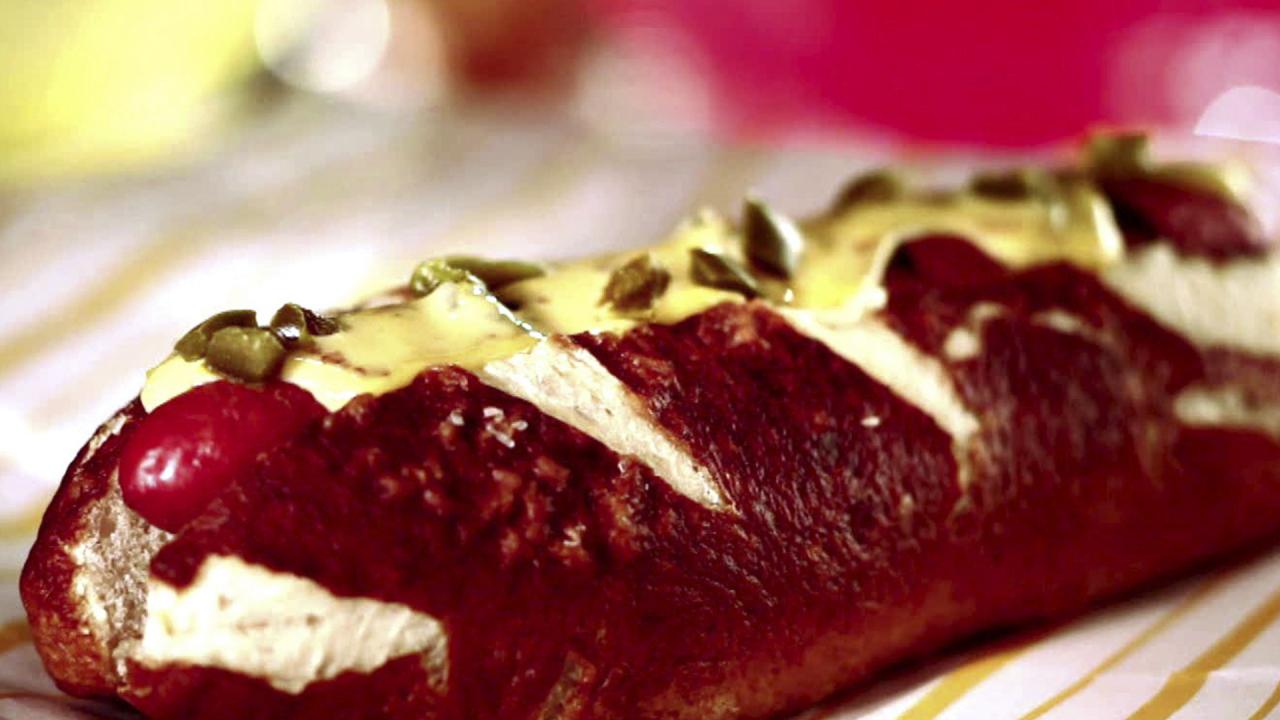 Cheesy Dogs on Pretzel Rolls