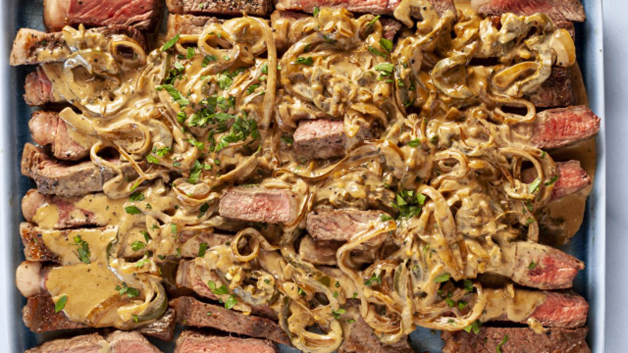 Seared Strip Steak with Jalapeño Cream Sauce
