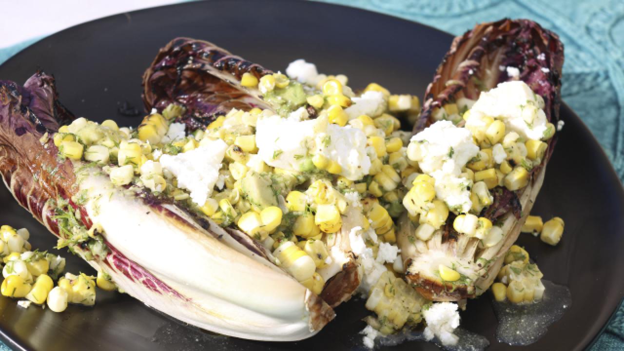 Corn and Avocado Salad with Endive and Feta