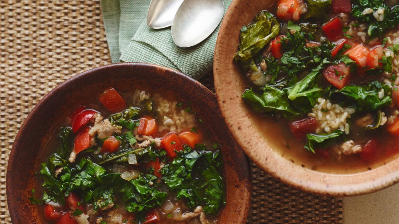 Turkey Soup With Rice and Kale