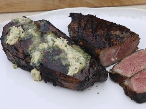 Grilled Strip Steak with Anchovy Garlic Butter