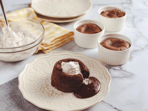 Dark Chocolate Lava Cakes with Raspberry Whipped Cream