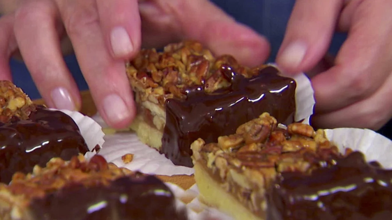 Chocolate-Dipped Pecan Squares