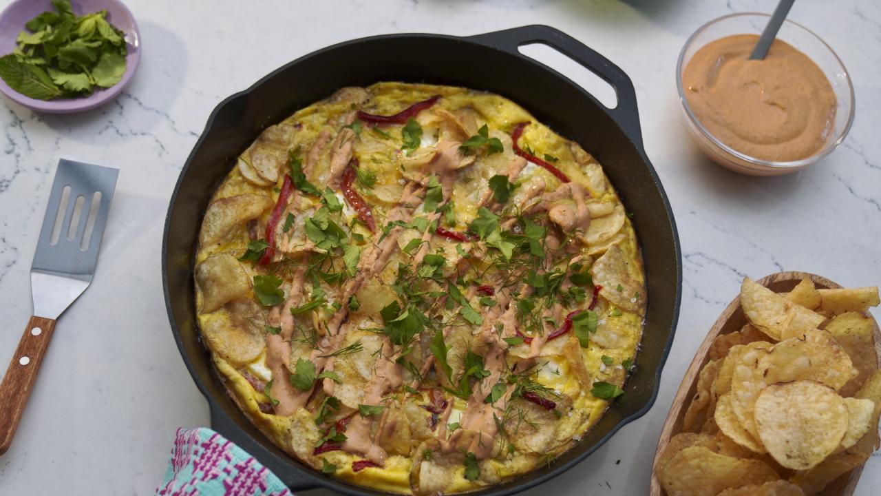 Harissa Potato Chip Frittata