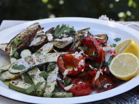 Grilled Summer Vegetables with Tahini Dipping Sauce