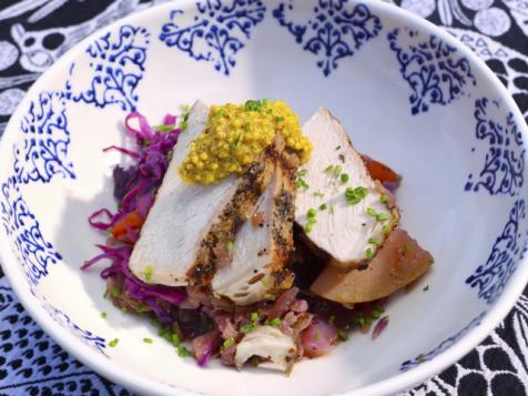 Pastrami Spiced Pork Chops with Braised Vegetables