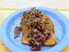 Sausage Meatloaf topped with Bacon Jam, as seen on BBQ USA, Season 2.