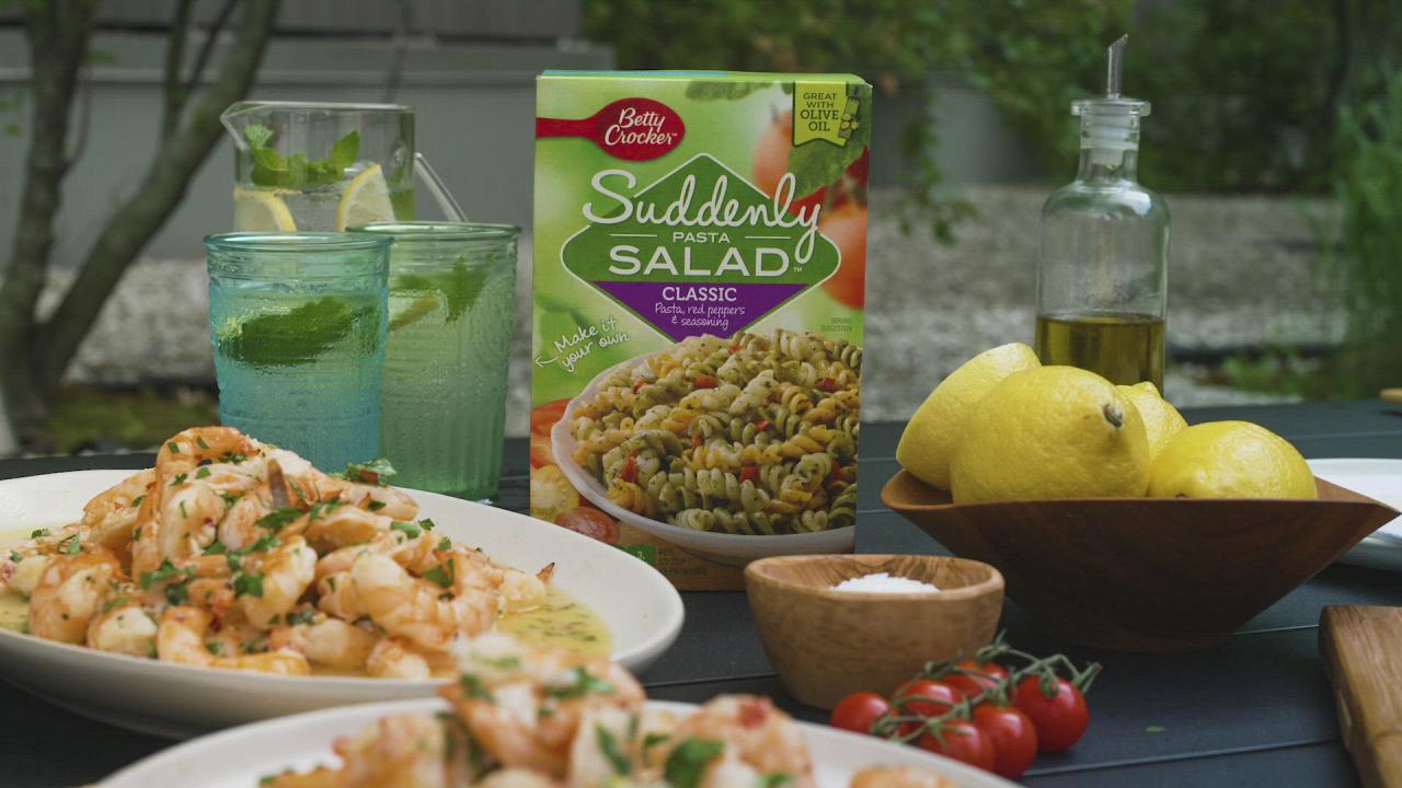 Grilled Shrimp Scampi in a Foil Packet with Pasta Salad