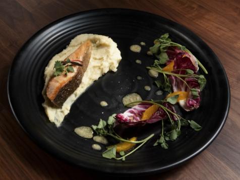 Crispy Salmon with Sweet Potatoes and Radicchio Salad
