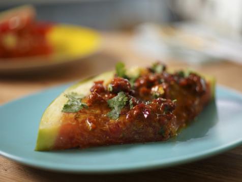 Sunny's Watermelon Pizza with Chorizo and Mustard BBQ Sauce