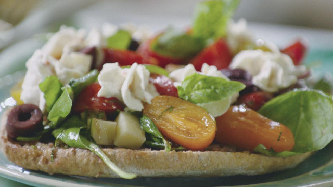 Summertime Friselle Salad with Whipped Honey Ricotta