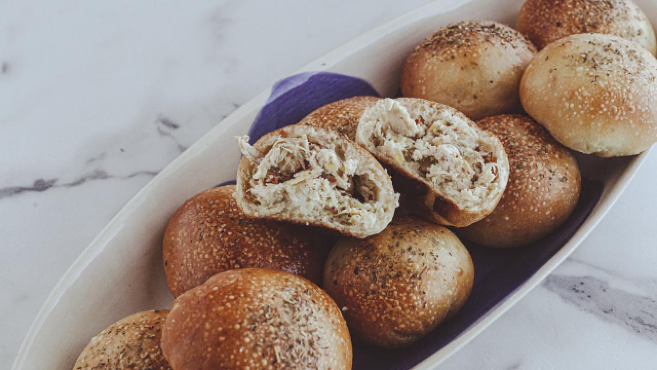 Chicken Artichoke Bread Bombs