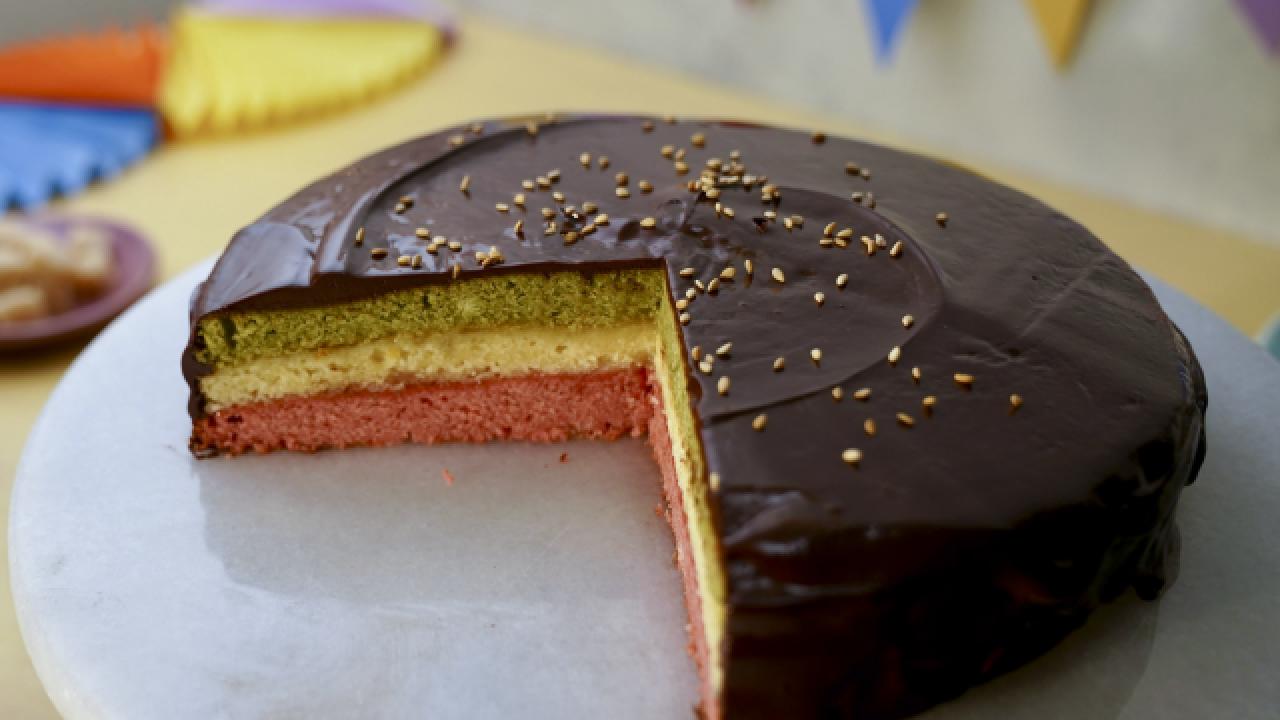 Matcha, Red Bean & Almond Cake