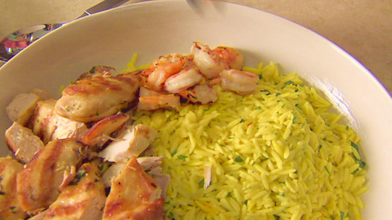 Grilled Feast on Saffron Orzo