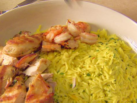 Grilled Feast on Saffron Orzo
