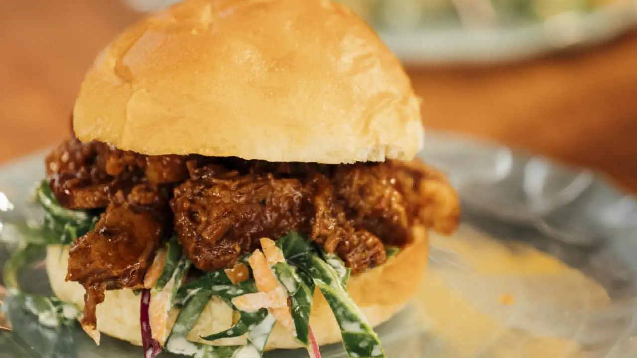 BBQ Beef on Bun with Collard Coleslaw
