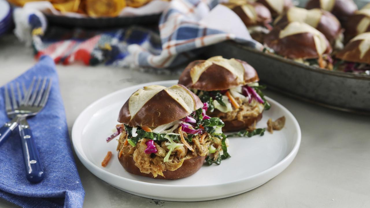 Braised Pulled Pork Sliders with Apple Slaw